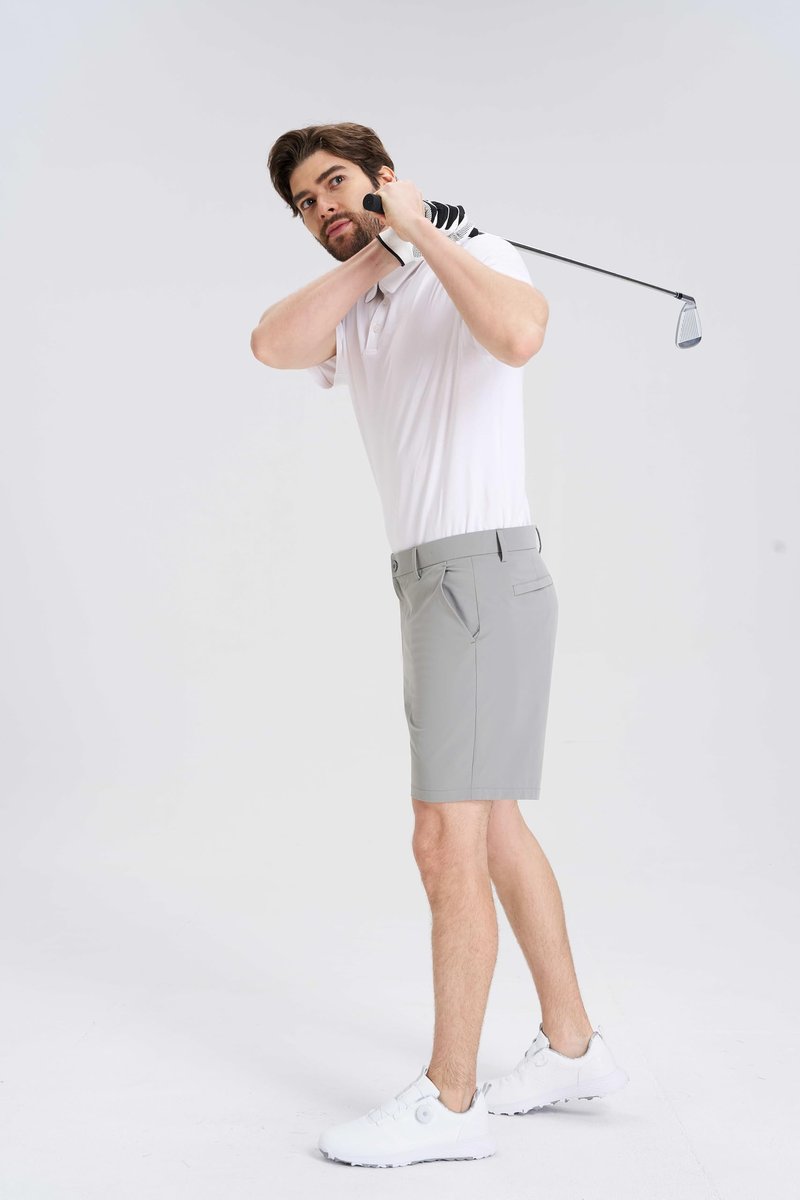 Men's Stretch Golf Shorts 9'' - Dress & Casual Business Travel | Quick-Dry, Lightweight Comfort Fit with Pockets Light Grey, 30W