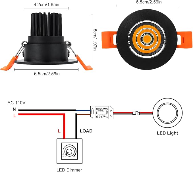 inShareplus 2 Inch LED Downlight, 3W Recessed Lighting 220LM COB Dimmable, 3000K Warm White, CRI80, Black Trim, Ceiling Lights with LED Driver, 20 Pack