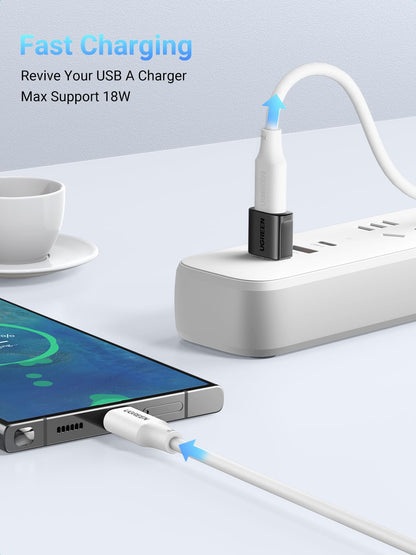 UGREEN USB to USB C Adapter 3Pack, 10Gbps USBC Female to USBA Male Adapter Type C Charge Converter for iPhone 16 15 14 13 Plus Pro Max,iPad Air Mini 6 7,Samsung Galaxy S25,Apple Watch,Black