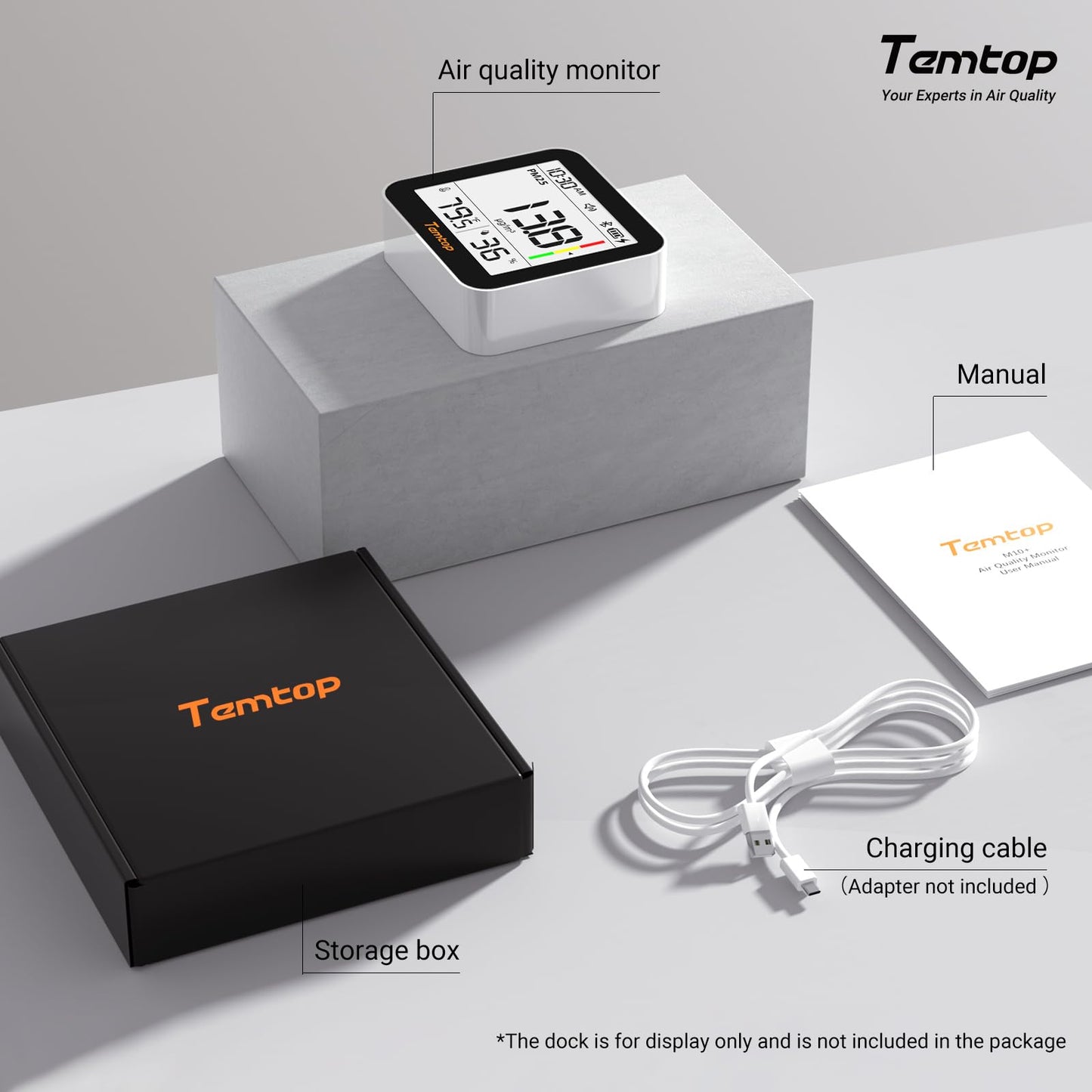 Temtop M10+ 6-in-1 CO2 Meter & Indoor Air Quality Monitor