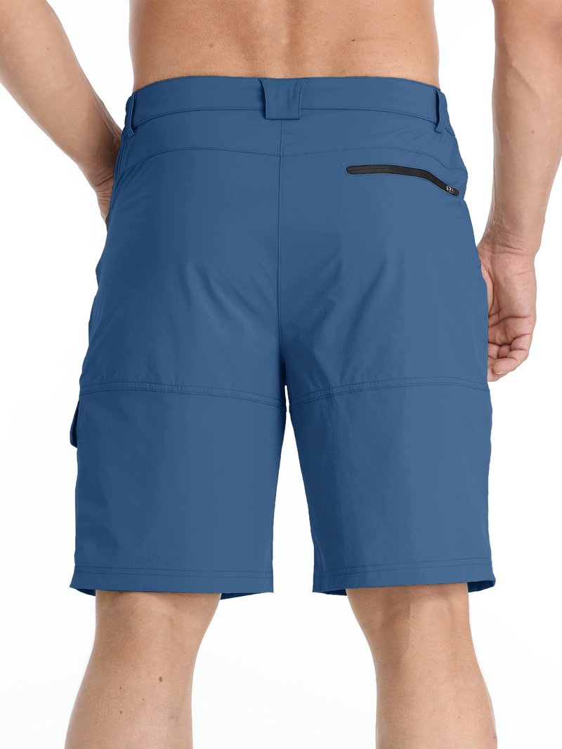 TACVASEN Mens Hiking Cargo Shorts Lightweight Quick Dry Summer Casual Dress Shorts with Zipper Pockets Golf Hiking Work Blue Grey 36