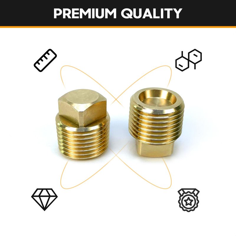 HAPDEN Boat Plugs 1/2 Inch Npt Solid Brass Boat Drain Plug, 2 Pack Garboard Drain Plug Boat Drain Plug Fits Most Boat Hulls (1/2 Inch NPT)