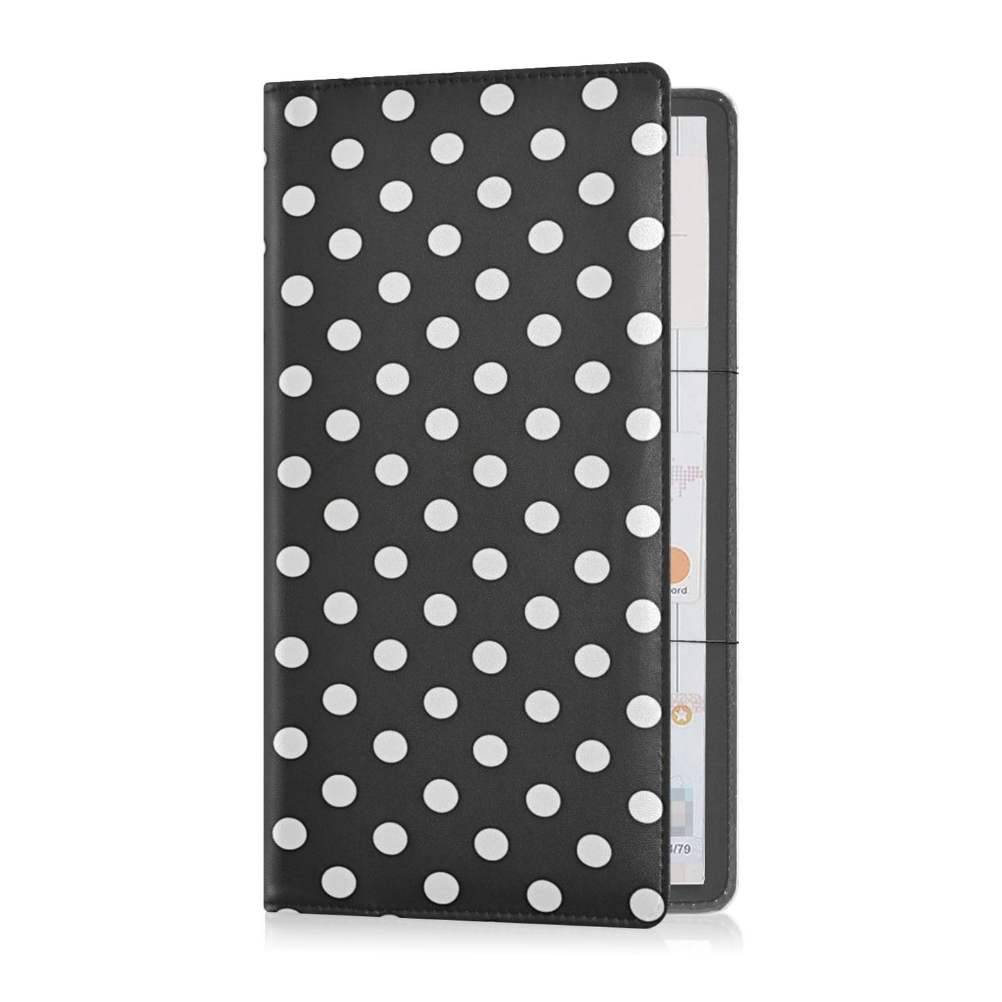 JUZIHAI Black and White Polka Dot Car Registration and Insurance Holder Glove Box Organizer Leather Vehicle Essential Document Card Wallet Accessories Case