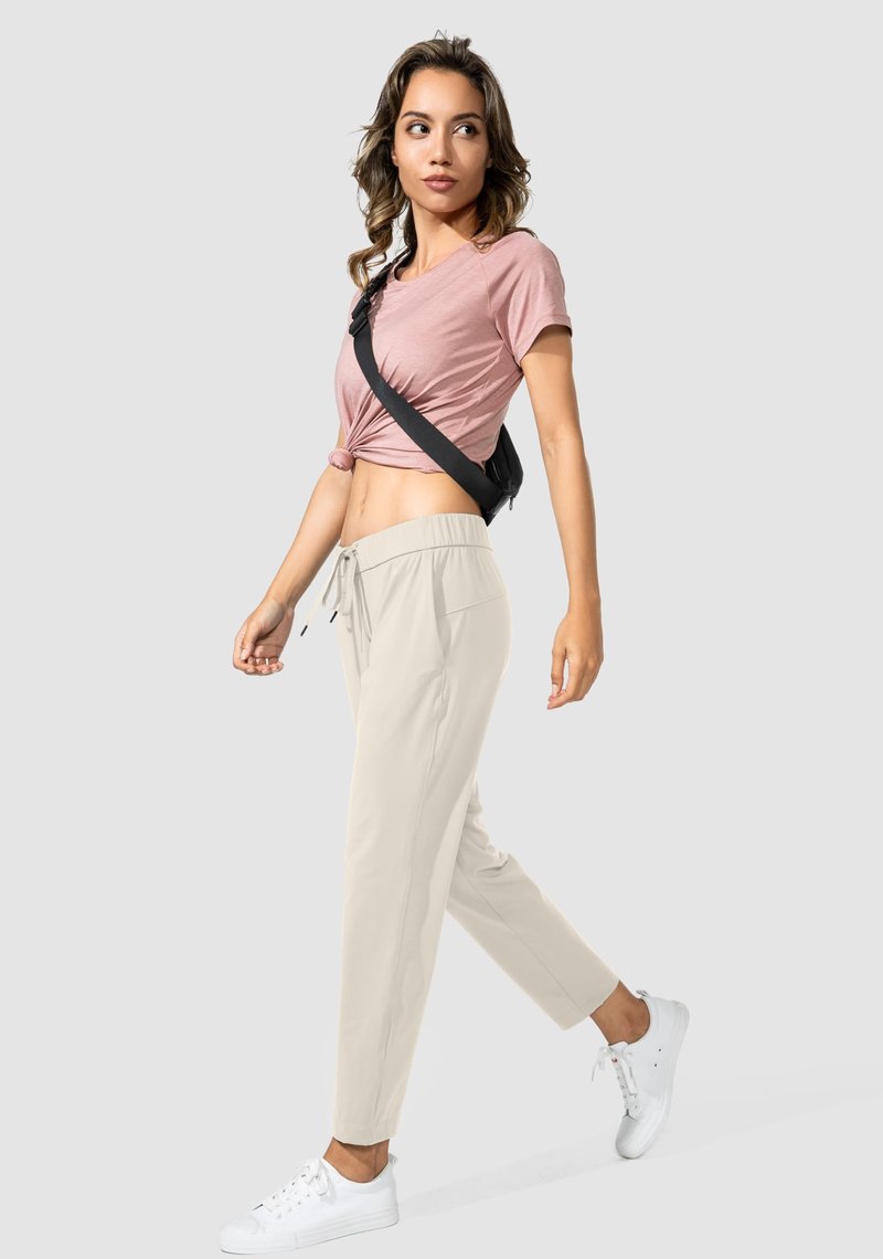 G Gradual Women's Pants with Deep Pockets 7/8 Stretch Sweatpants for Women Athletic, Golf, Lounge, Work (Light Khaki, XX-Large)
