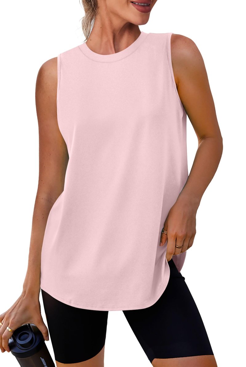 Beach Vacation Clothes for Women Women's Sleeveless Workout Tops Lightweight Tennis Yoga Athletic Running Shirts Light Pink L