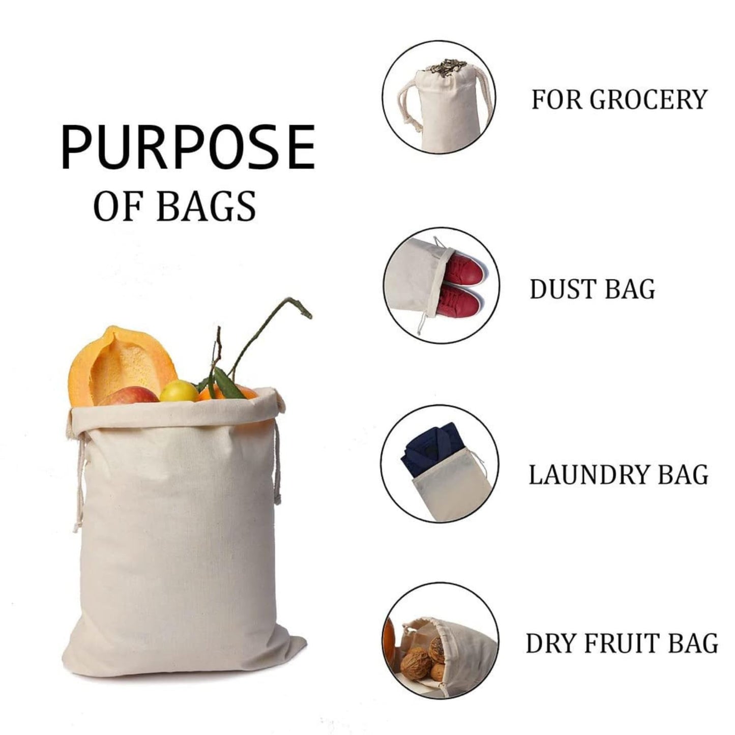 BigLotBags 100Pcs 2 x 3 Inches Premium Cotton Muslin Double Drawstring Bags, Reusable Bag Natural Cotton Bags with Drawstring Produce Bags Bulk Gift Bag Jewelry Pouch for Party Wedding Home Storage