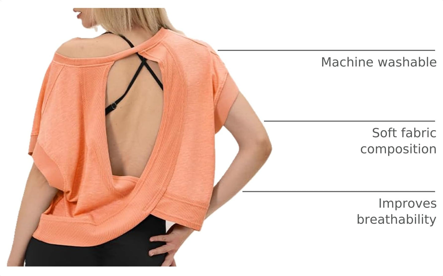 UNIANKIYA Open Back Workout Tops for Women Loose Fit Athletic Crop Tee Short Sleeve Gym Running Yoga Shirt Orange