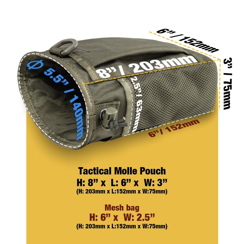 TSPRO MOLLE Tactical Dump Pouch with Adjustable Drawstring Closure for Magazines, Ammo, Tactical Vests & Duty Belts (Green)