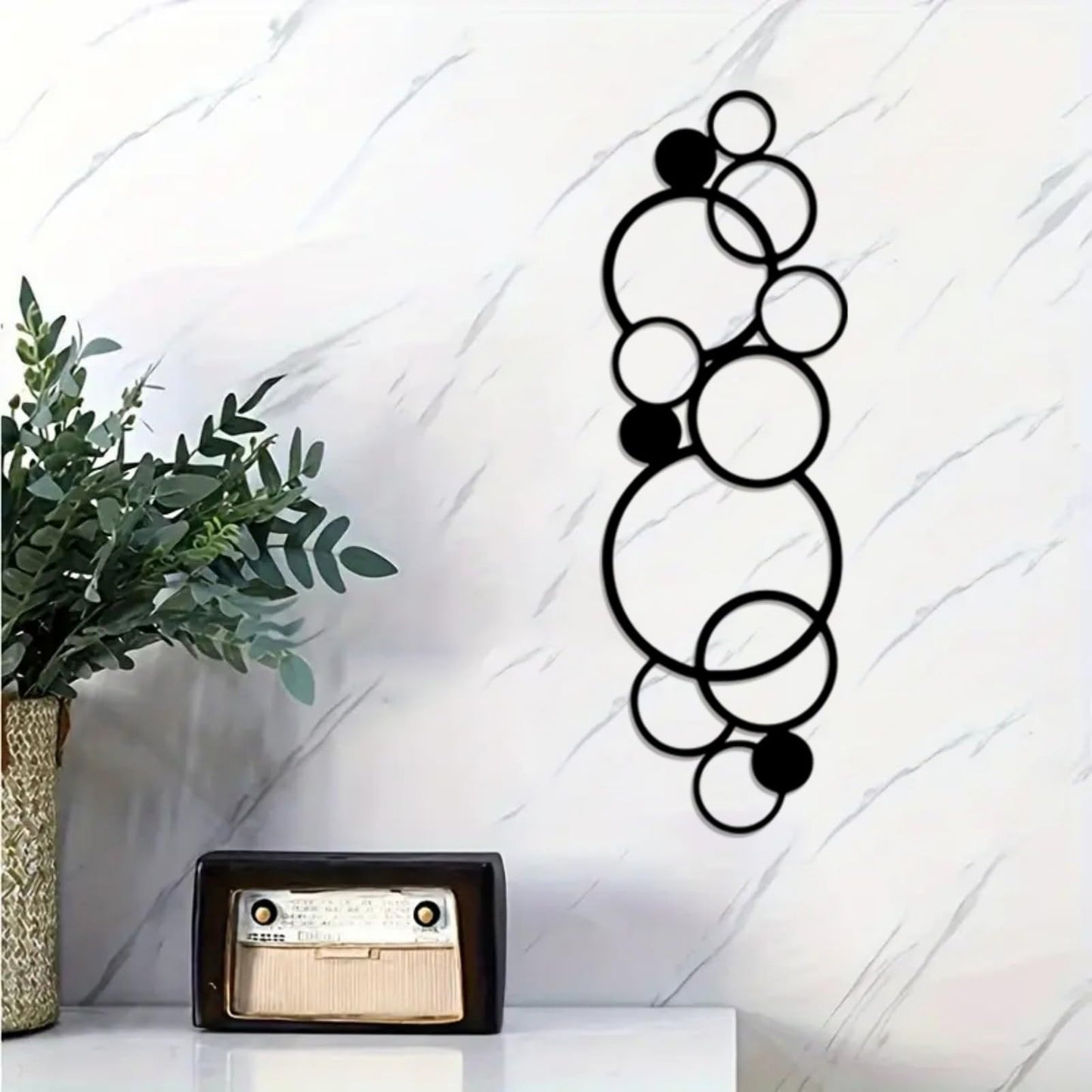 ELENWYNN 2 Pcs Abstract Metal Wall Decor, Minimalist Hanging Single Line Art, Modern Geometrical Sculptures Painting for Living Room Bedroom Bathroom Study Home Ornamental-Black,17.3x5.7in