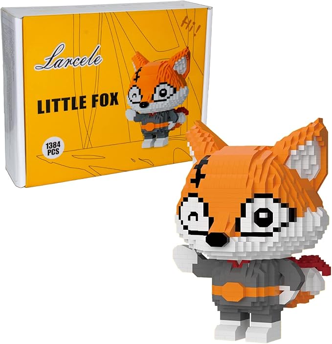 Larcele Animal Series Micro Building Blocks Animal Set DIY Mini 3D Building Toy Bricks1384 Pieces KLJM-07 (Little Fox)
