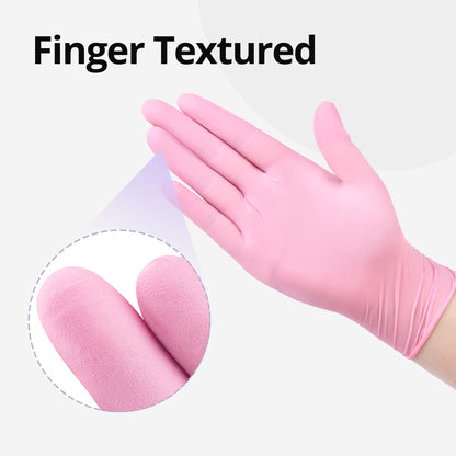 SwiftGrip Nitrile Exam Gloves, 4 Mil, Medium, Cherry Blossom, Food Safe Gloves Disposable Latex Free, Powder Free for Cleaning Supplies, Esthetician, Hair Dye, Tattoo Supplies (Box of 50)