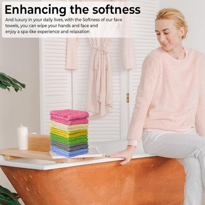 100% Cotton Washcloth Set – Soft, Absorbent Face Towels