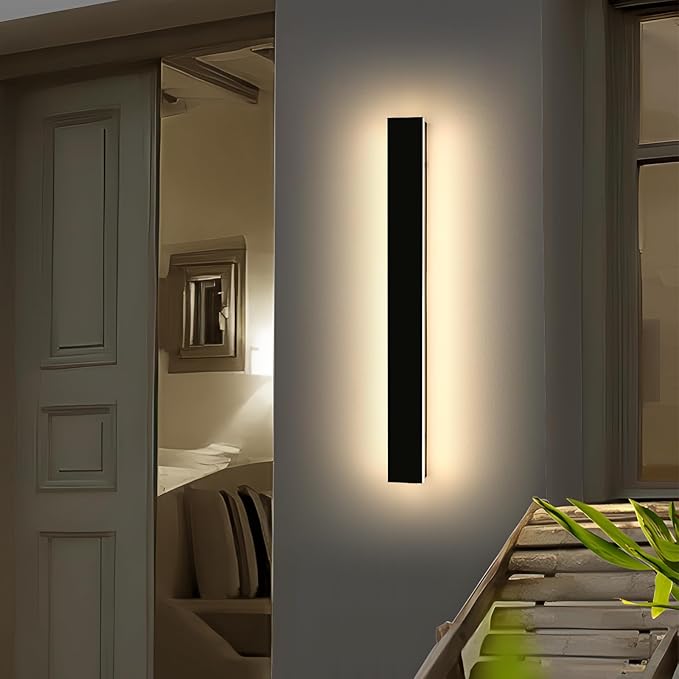 47inch Modern Outdoor Wall Light, LED 3000K-6000K Dimmable Long Exterior Lighting, IP65 Waterproof, Minimalist Garage Sconce Light Fixture for House Hallway Patios with Remote Control