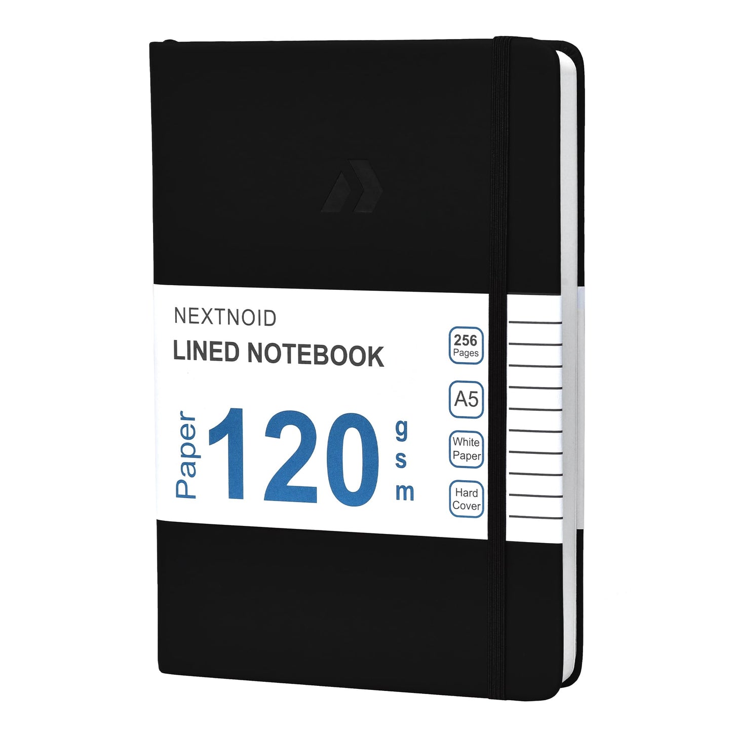 Nextnoid Hardcover Lined Journal Notebook - 120 GSM Thick Paper, Medium A5-256 Pages - Perfect For Writing, Journaling and Note-Taking (Black, Ruled)