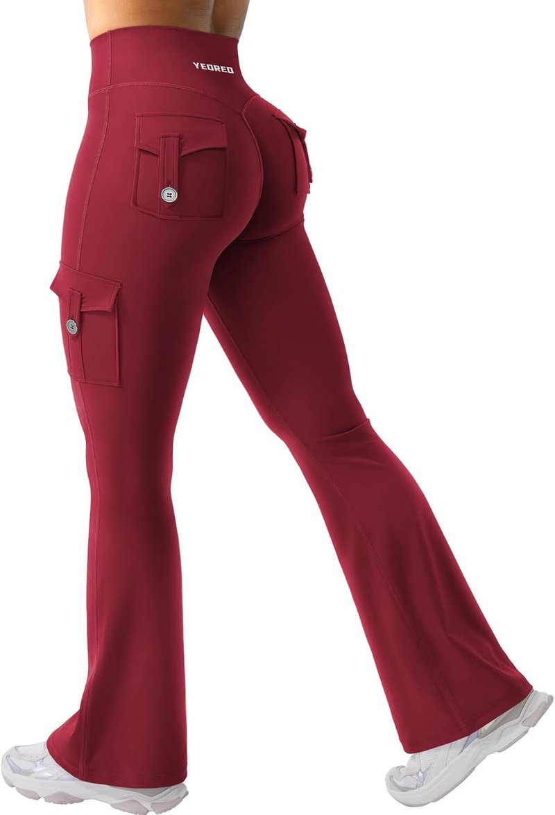 CoreFlex Women's High-Waisted Flare Leggings - Hidden Pockets, No Front Seam, Perfect for Gym & Yoga