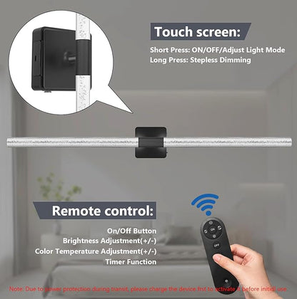 24in Acrylic Battery Operated Wall Sconces Set of 2, [8000mAh Removable Battery & Sunset Glow] Dimmable 2700K–6500K, Touch/Remote Control Wireless Wall Lamps–Black