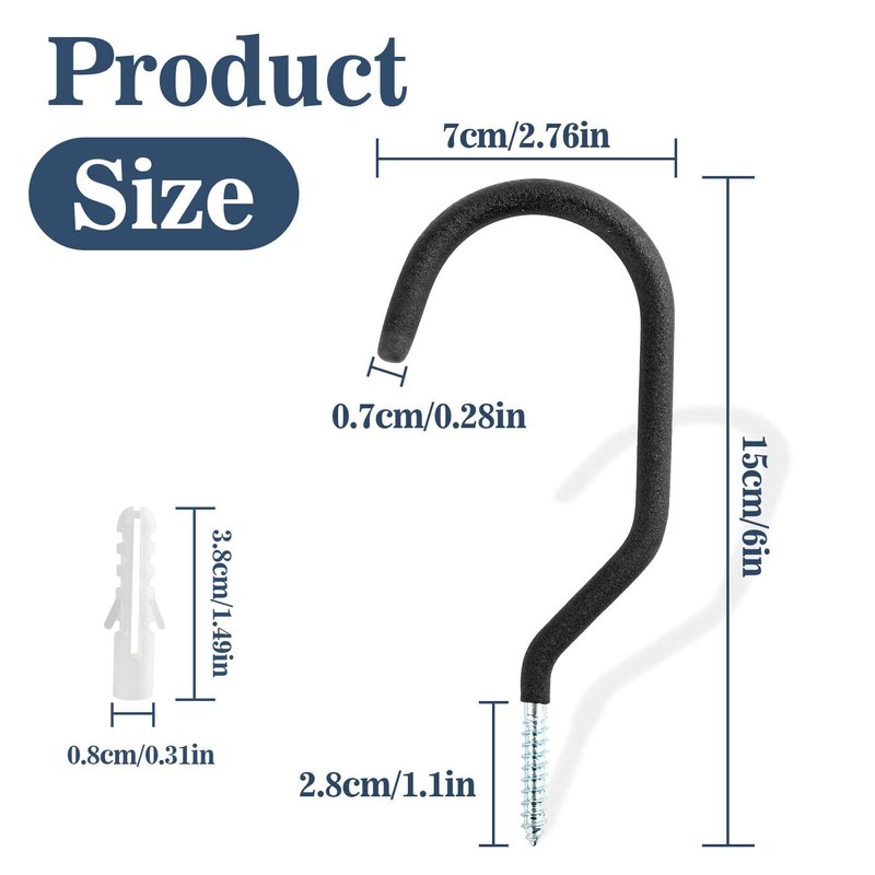 MAQIHAN 10 Heavy Duty Wall Mount Storage J Hooks - Bicycle & Ladder Hangers, Garden Yard Tools Organizer