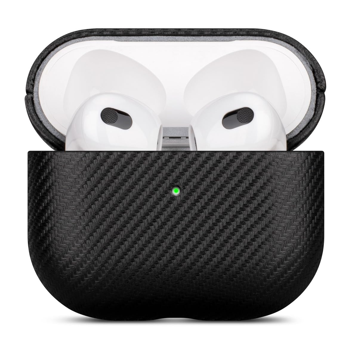 LOPIE Handmade Case for AirPods 3 (Released in 2021), Built-in Magnets for MagSafe Charging, Carbon Fiber Style Vegan Leather Case Cover for Gen 3 AirPods (Not for AirPod Pro 3rd Generation) - Black