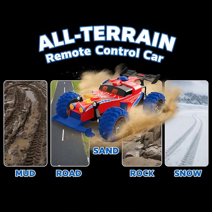 2.4 GHz Remote Control Off-Road Racing CarRC Cars Toys with Two Rechargeable Batteries and USB Charging 1:16 Electric Vehicle Gifts for Kids Girls Boys