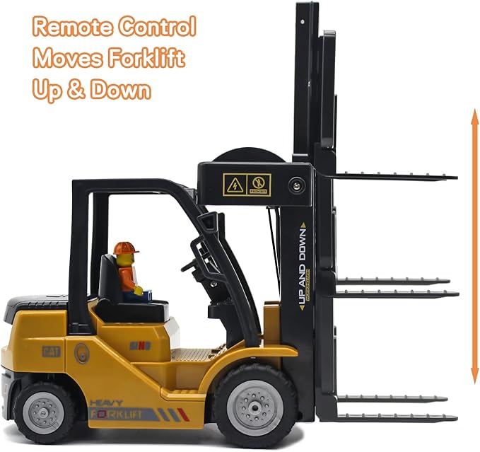 Remote Control Forklift 11 Channel Rc Forklift Cranes Construction Toys w/Boxes/Sound and Light Spray Two Rechargeable Batteries Kids Forklift Toy Christmas &amp Birthday Gifts