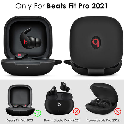 VISOOM Soft Case for Beats Fit Pro 2021 - Silicone Protective Cover for Apple Beats Fit Pro Earbuds With Keychain, Shockproof (Black)