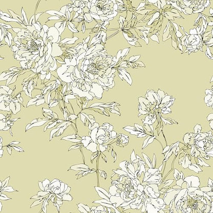 Cream Yellow Floral Peel and Stick Wallpaper Vintage Peony Flower Contact Paper Self Adhesive Botanical Removable Wallpaper for Bedroom Cabinets Nursery Countertop Wrap Princess Wall Paper