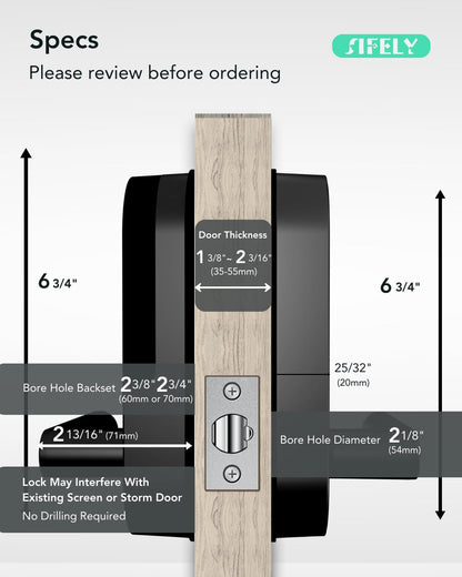 Keyless Entry Keypad Smart Door Lock with Handle & Knob – Digital Deadbolt for Front, Bedroom, Office & Interior Doors, App Control for Airbnb, Guests & Kids, Easy DIY Install (No Fingerprint)