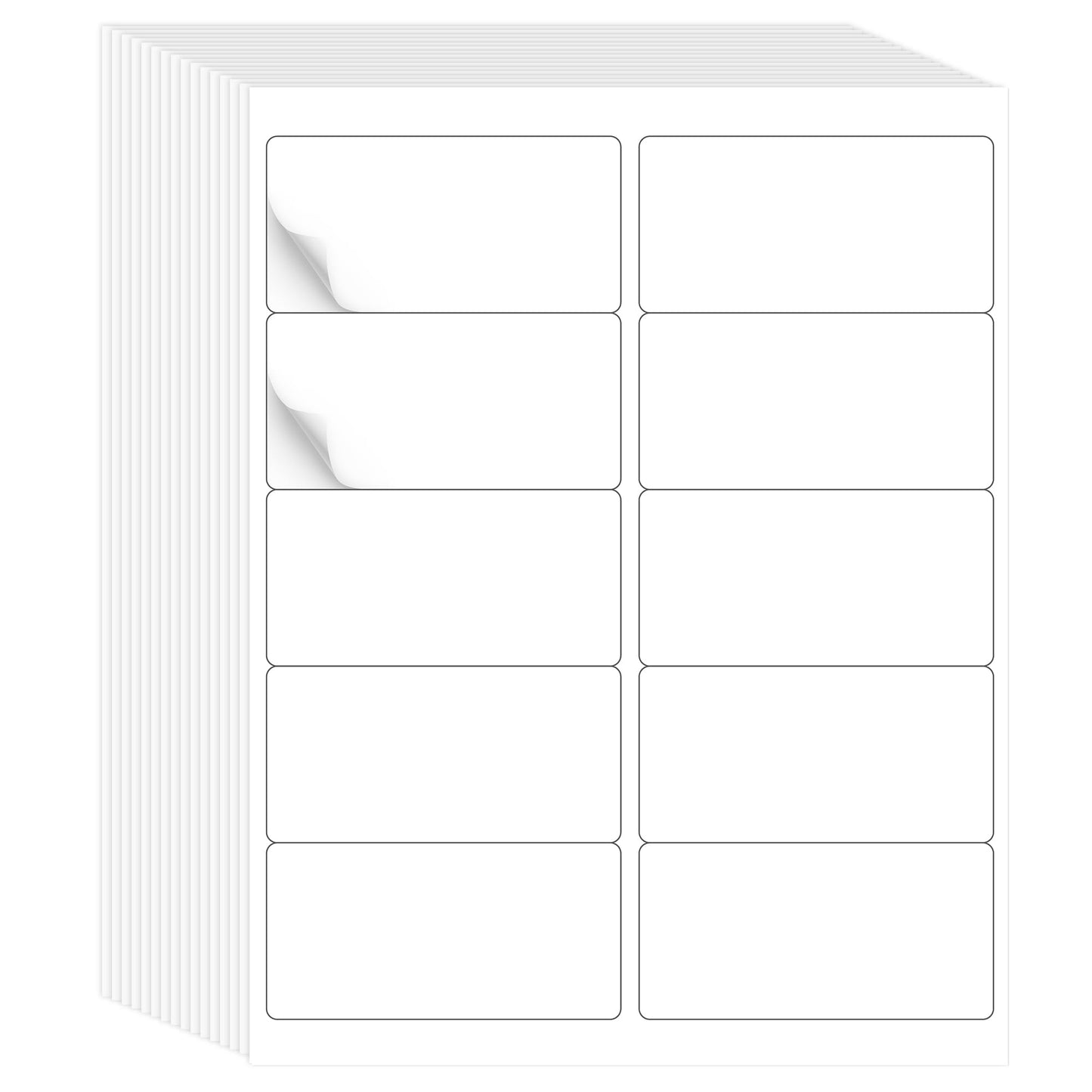 L LIKED 2" x 4" Label Stickers, Printable White 10 per Sheets Total 1000 Labels for Laser/Inkjet Printing - Matte (1000 Labels)