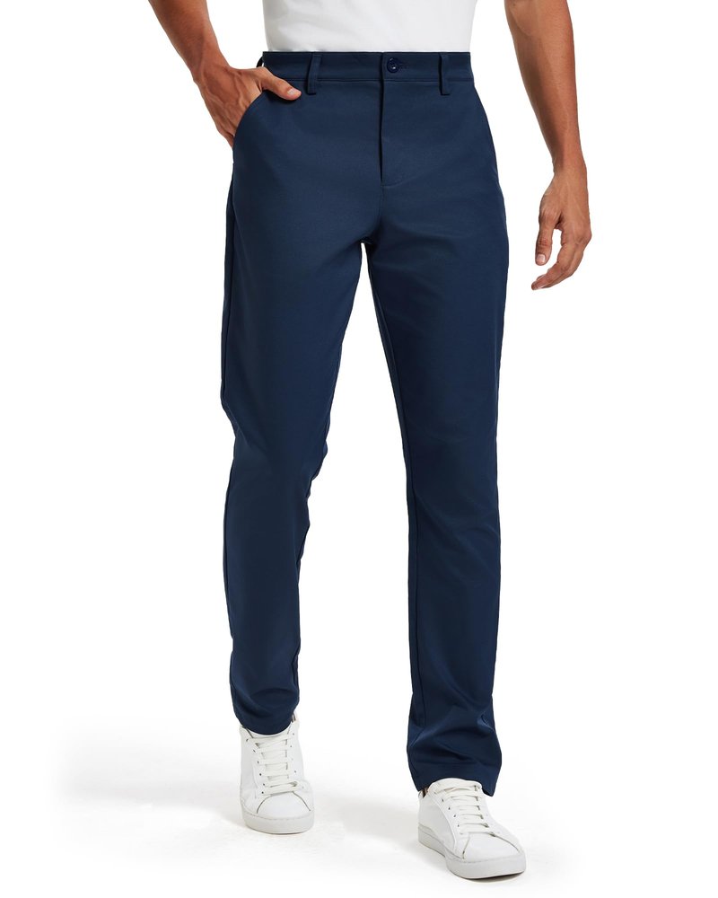 Men's Classic Fit Stretch Golf & Dress Pants 32'' - All-Day Comfort Performance Pants for Travel, Business Casual & Work Royal Blue, 34W x 32L