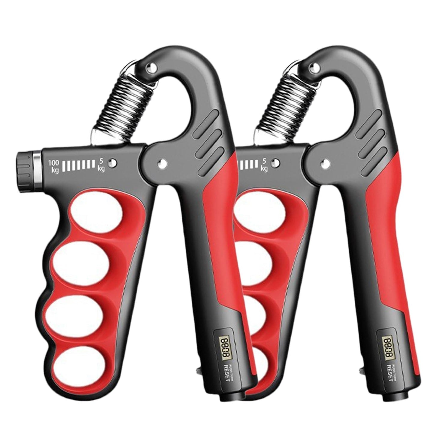 Hautrely 2PACK Grip Strength Trainer, 5-100KG (11-220 LB) Adjustable Resistance Forearm Hand Gripper Strengthener with Counter, Hand Wrist Exercise Workout Equipment for Home/Office Gym (Red)