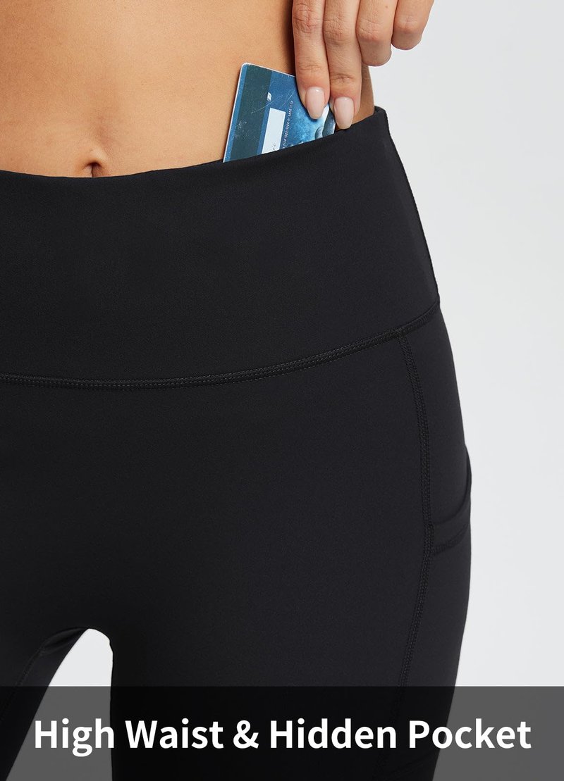 baleaf Biker Shorts Women Yoga Gym Workout Spandex Running Volleyball Tummy Control Compression with Pockets Soft 8" Black XXL