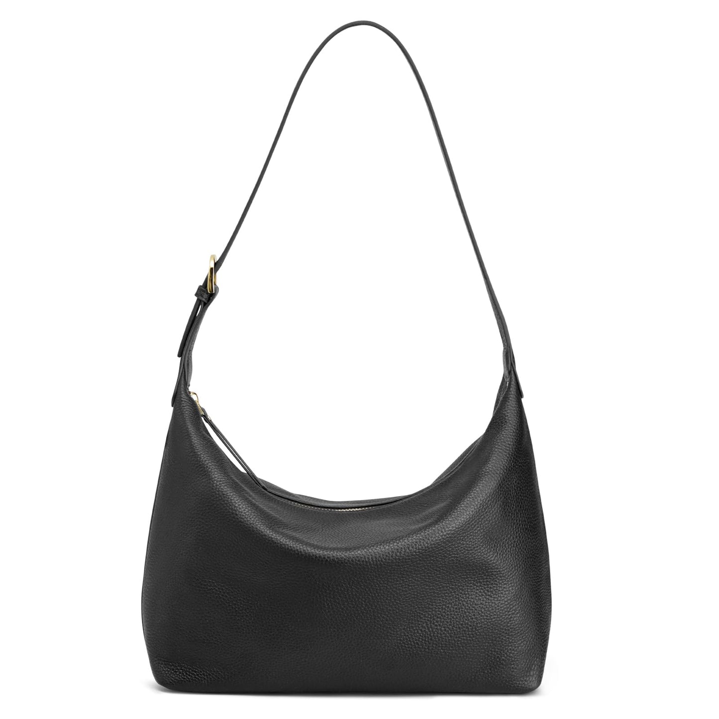 Kattee Meduim Leather Hobo Bags for Women, Soft Genuine Leather Crossbody Handbags Shoulder Purse for Work Casual, Black