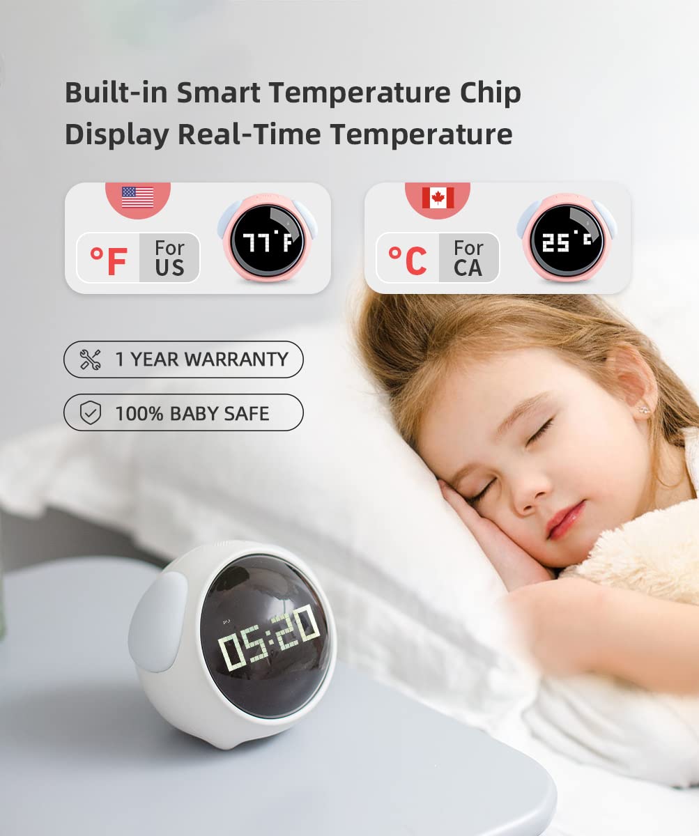 MikoDream Kids Alarm Clock, Dual Alarm Setting, Adjustable Brightness Night Light, Voice-Activated,Temperature Detection, Wake-up Alarm Clock, Toy and Gift for Toddler, Children, Students, Boys&Girls