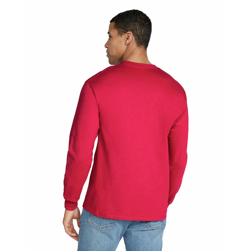 Gildan Men's Ultra Cotton Long Sleeve T-Shirt, Style G2400, Multipack, Red (2-Pack), Large