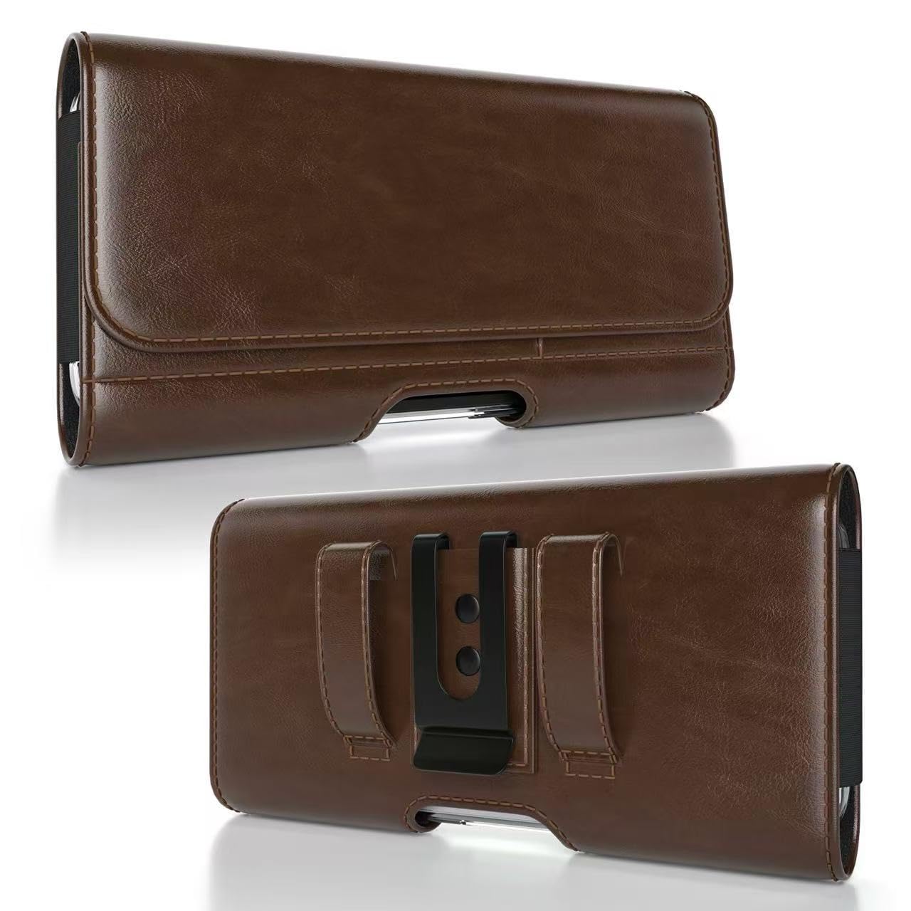 Magnetic Closure Holster for Motorola Edge, Motorola Moto G Power/G Play/Moto G/G36 G06 G57 Pure G05 G15 G100 (2026 2025 2024) - Leather Belt Case Premium Pouch (Fits Slim/Regular Case) (Coffee Brown)