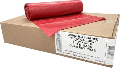 Ultrasac Heavy Duty 55 Gallon Red Trash Bags