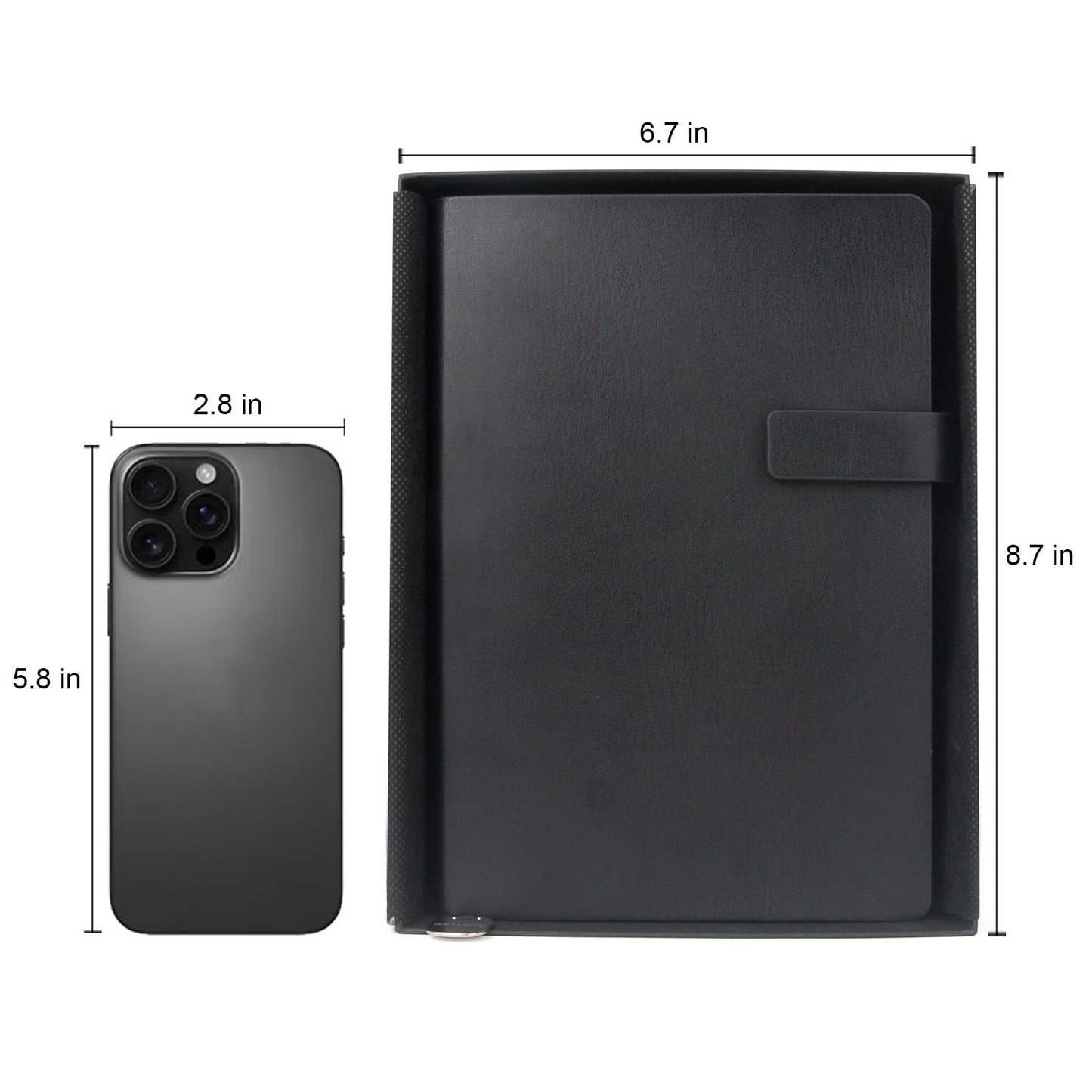 WETLOTE Soft Cover Leather Journal Notebook A5 Dotted 212 Pages 5x8.25 Inches with Strap Closure Travel Work School Writing Journaling Notebooks for Women Men Gift Box Packaging Black