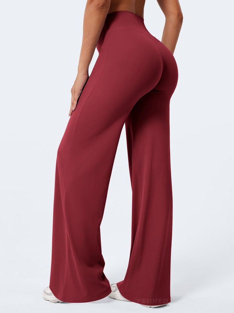 YEOREO Workout Leggings Womens No Front Seam Straight Leggings 33" High Waist Buttery Eddiy Gym Yoga Pants Ancora Red XS