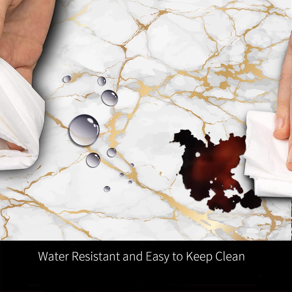 Mrcrypos Marble PVC Leather Kitchen Rug Runner Waterproof Non Slip Cushioned Standing Mats Anti Fatigue Oil Resistant Kitchen Comfort Mats for Floor,Sink,Laundry,Office 17"x47" Luxury Marble Gold