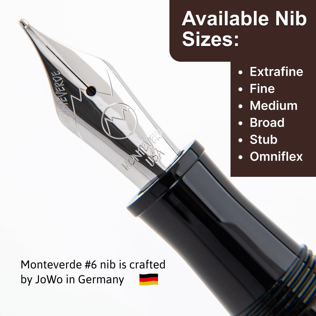 Monteverde USA Aldo Domani Fountain Pen Brown – Medium Nib – Free Ink Bottle, Converter & 2 Cartridges – Gift Box Included