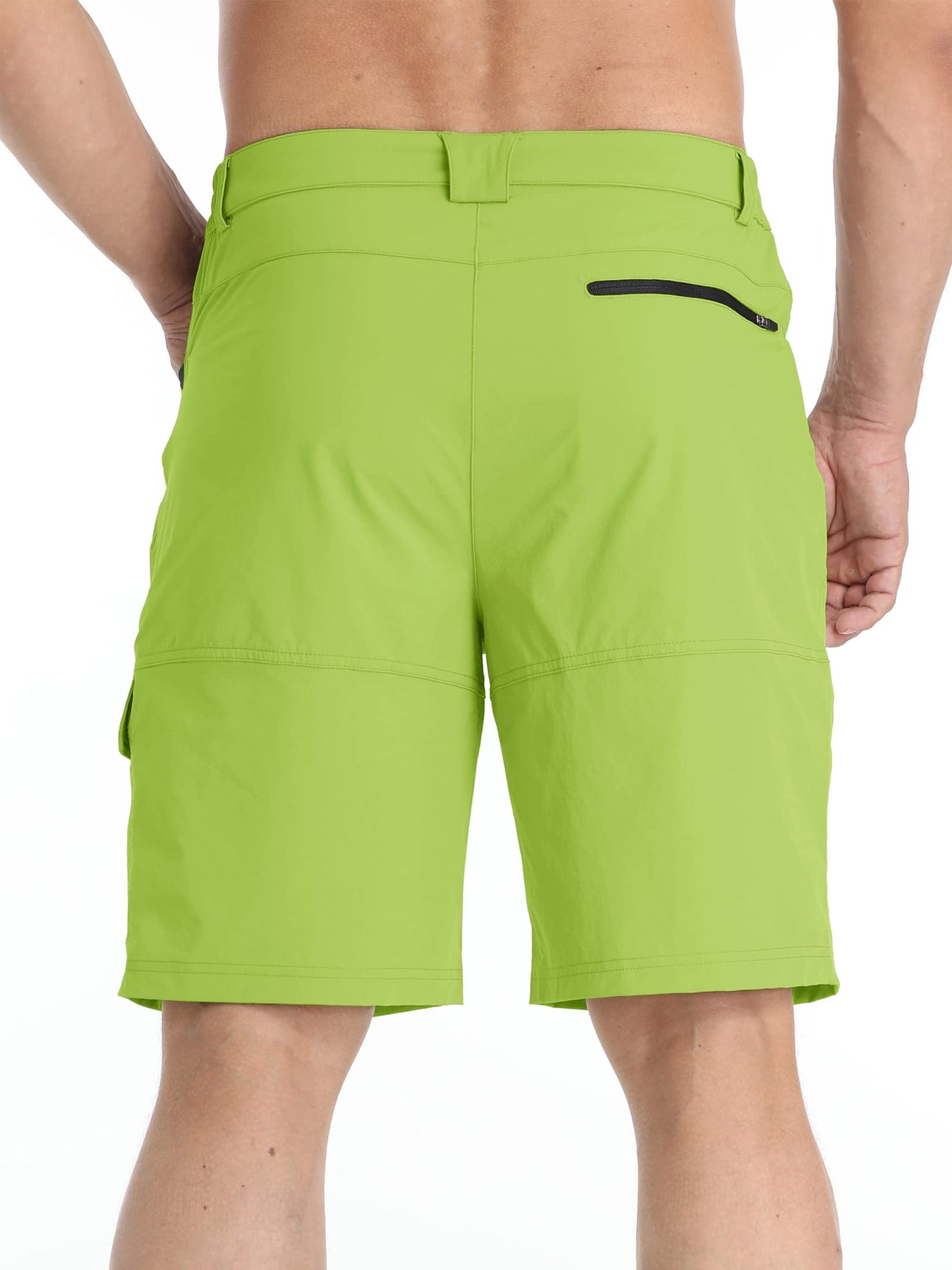 TACVASEN Men's Casual Shorts Lightweight Quick Dry Cargo Hiking Tactical Shorts Outdoor Summer with Zipper Pockets Yellow Green 34