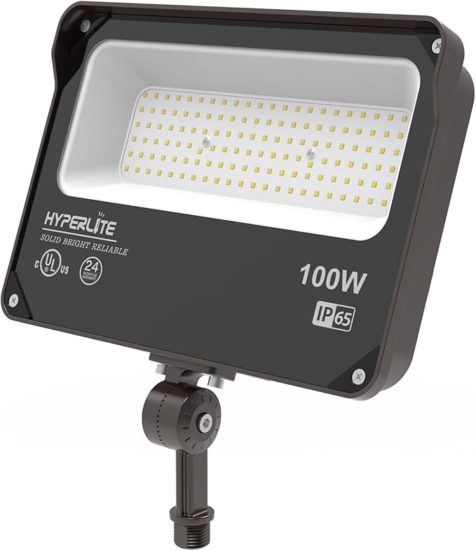 HYPERLITE LED Flood Light 100W 11000LM, 5000K Flood Lights Outdoor with Knuckle Mount, IP65 Waterproof Flood Lights for Yard,Garden,Playground UL Certified