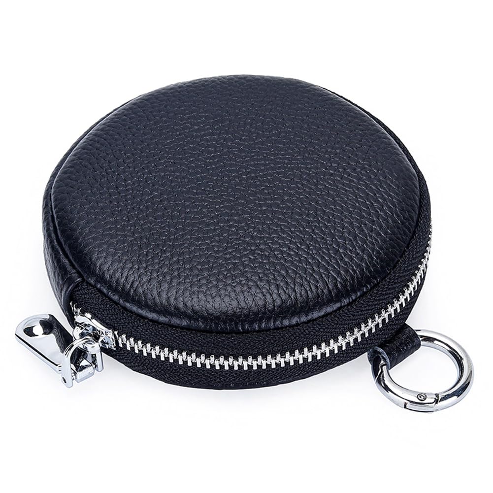 Yzikema 1 Pcs Leather Zipper Coin Purse Wallet With Keychain, Coin Organizer, Change Holder,Card Case, Mini Leather Zipper Storage Bag for Men & Women