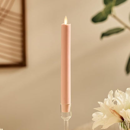 Luminara Flameless Candle Taper (1" x 9.5") Melted Top Real Wax Unscented Remote Ready Timer (Dusky Rose)