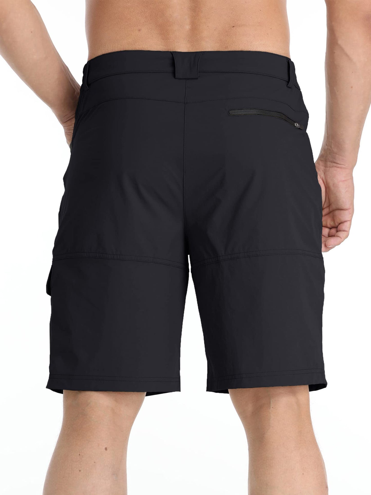 TACVASEN Mens 10" Hiking Cargo Shorts Golf Casual Lightweight Quick Dry Summer Dress Fishing Travel Shorts with Zipper Pockets Black 38