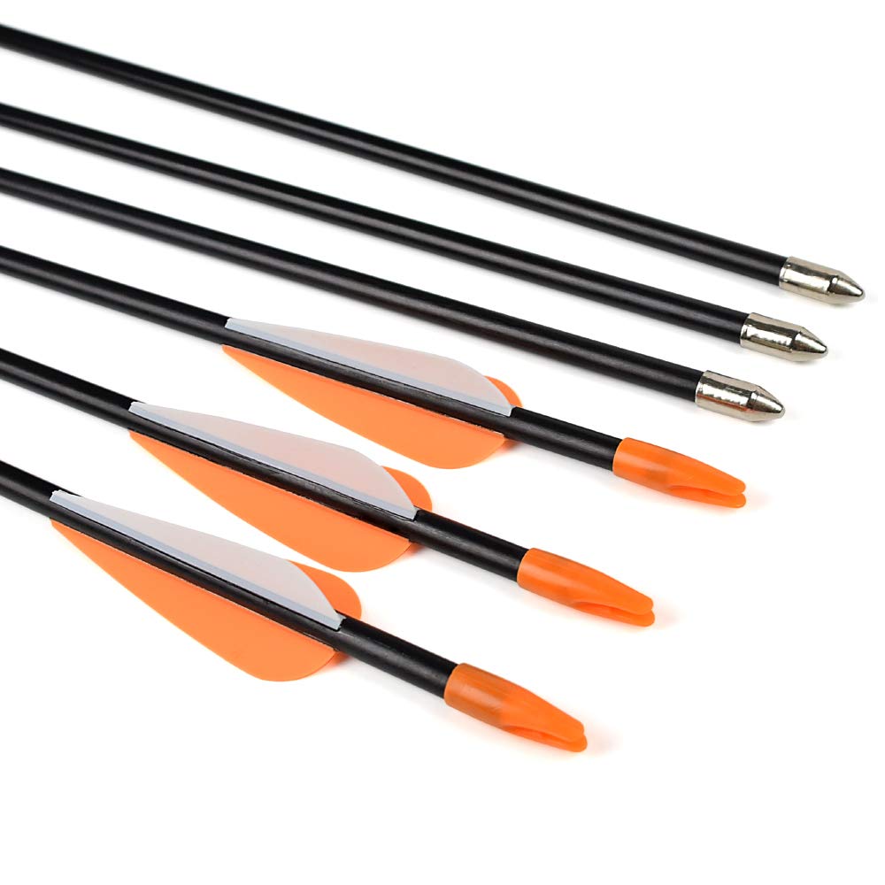 Elong Fiberglass Arrows Archery 26 Inch Target Shooting Practice Safetyglass Recurve Bows Suitable for Youth Children Woman Beginner (12 pcs)
