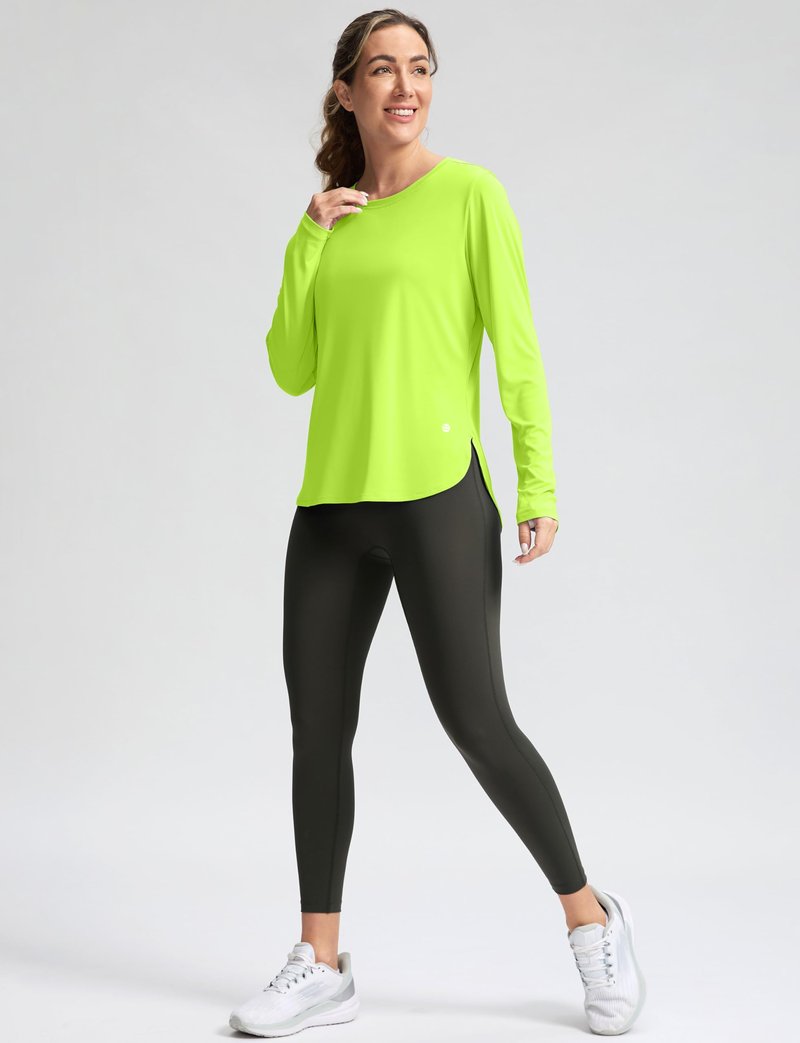 Women's Sun Shirts UPF 50+ Long Sleeve UV Protection Shirt Lightweight Quick Dry Workout Hiking Tops for Women(Bright Green,XL)