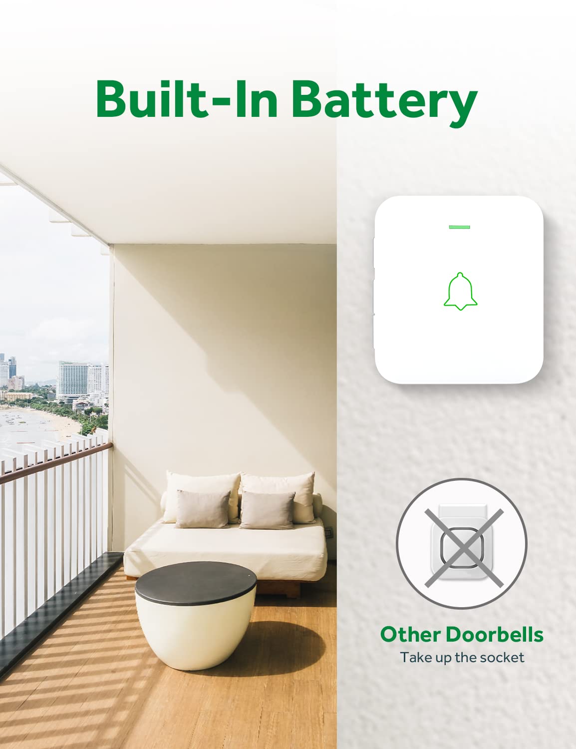 AVANTEK Wireless Door Bell, BA-11 Waterproof Battery Operated Doorbell Chime Operating at 1000 Feet, Portable Door Chime kit with 52 Melodies, 5 Volume Levels, and CD Quality Sound