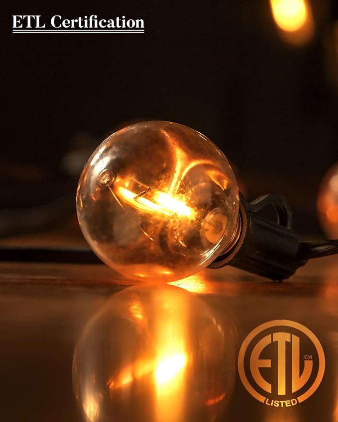 Lightdot 100FT Outdoor Led Patio Lights, ETL Listed Led String Lights with Shatterproof Edison Vitage Bulbs, Commercial Grade Hanging Light for Patio Cafe Bistro Backyard