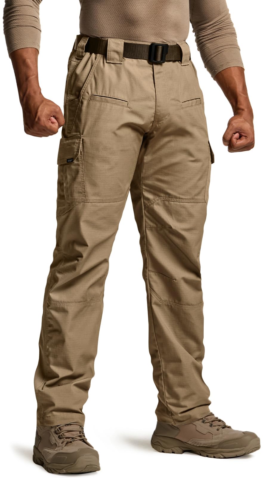 CQR Men's Tactical Pants, Water Resistant Ripstop Cargo Pants, Lightweight EDC Work Hiking Pants, Outdoor Apparel, Raider Cougar, 32W x 34L